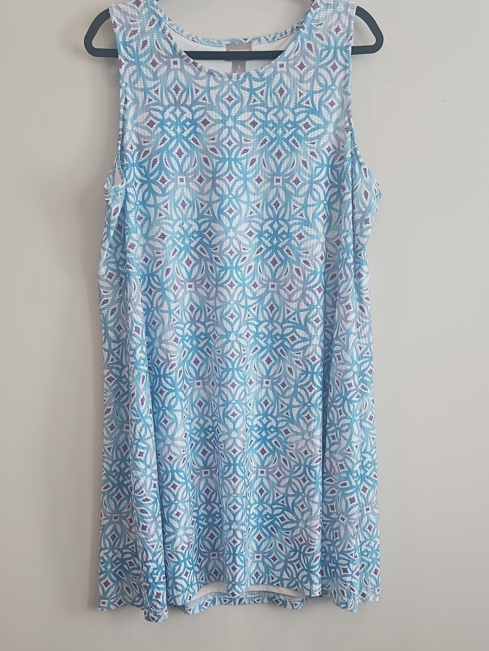 Chico's Light Blue & White Geometric Sleeveless Dress